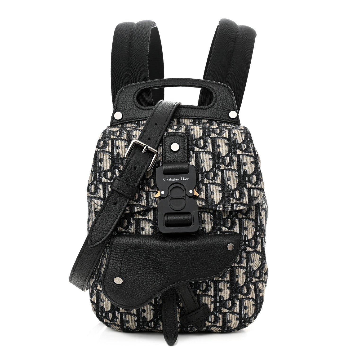 Christian Dior HOMME Oblique Calfskin Mens Mini Saddle Backpack Navy Blue 1 of 11