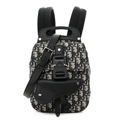 Christian Dior HOMME Oblique Calfskin Mens Mini Saddle Backpack Navy Blue 1 of 11