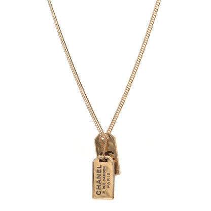 Chanel ID Dog Tag Charm Necklace Gold 1 of 9