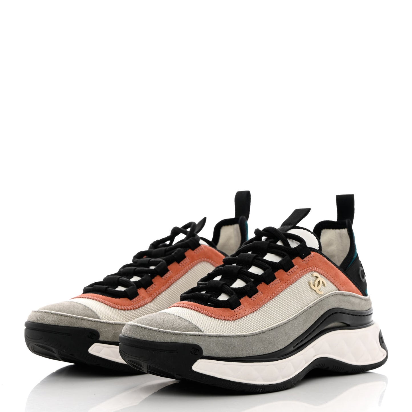 Fabric Suede CC Sneakers 37.5 White Light Grey Pink