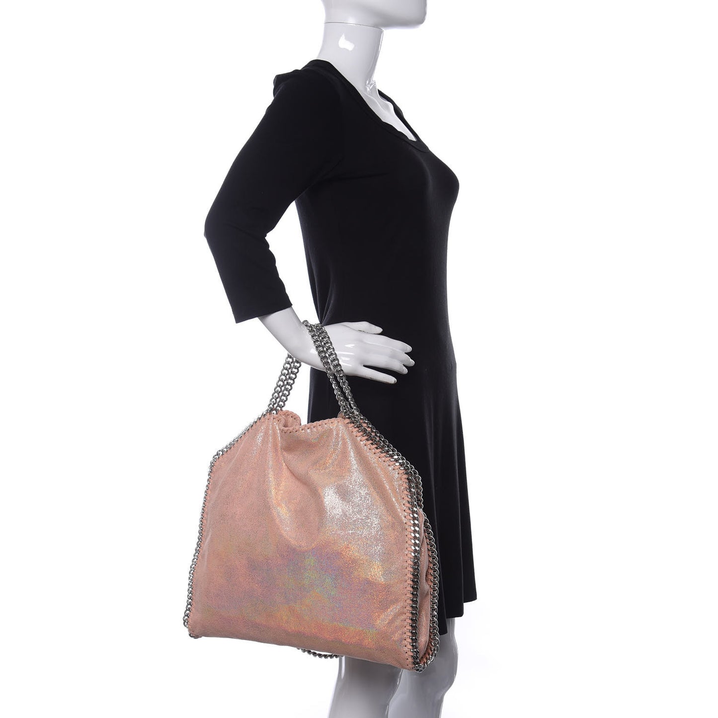 Metallic Shaggy Deer Falabella Fold Over Tote Copper