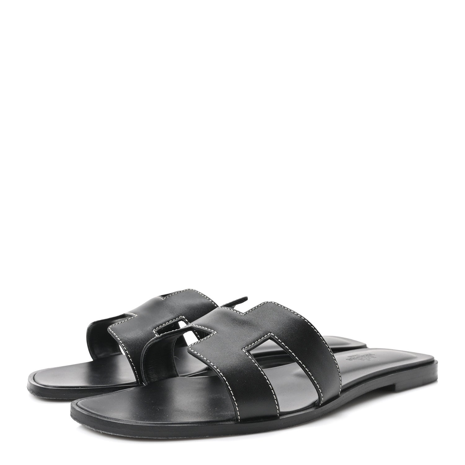 Hermes Box Calfskin Oran Sandals 40.5 Black 4 of 10