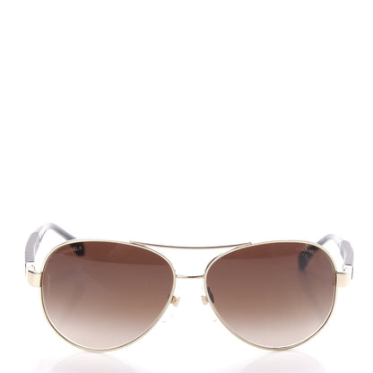 Chanel Lambskin Quilted CC Aviator Sunglasses 4195-Q Brown Gold 2 of 7