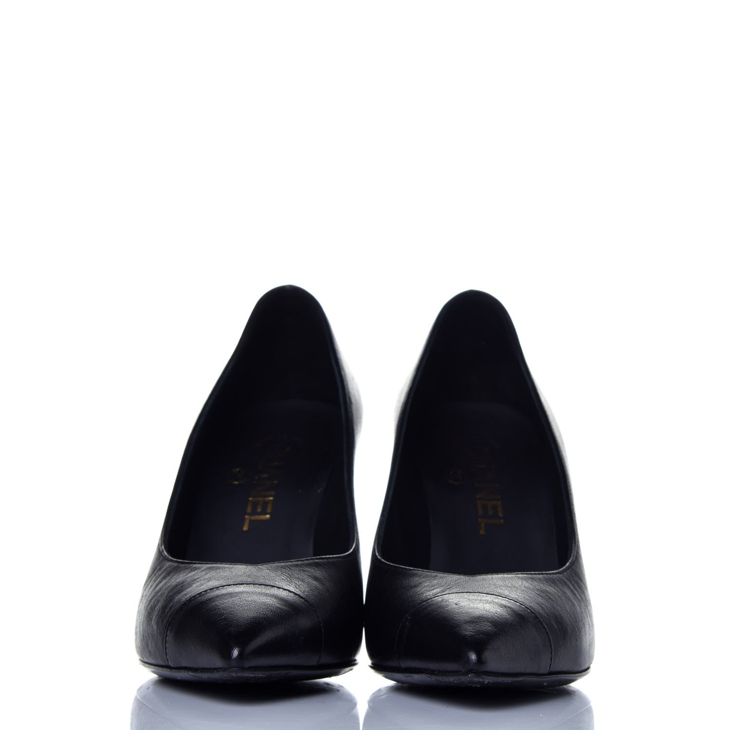 Chanel Lambskin Cap Toe Pearl Pumps 37 Black 2 of 10