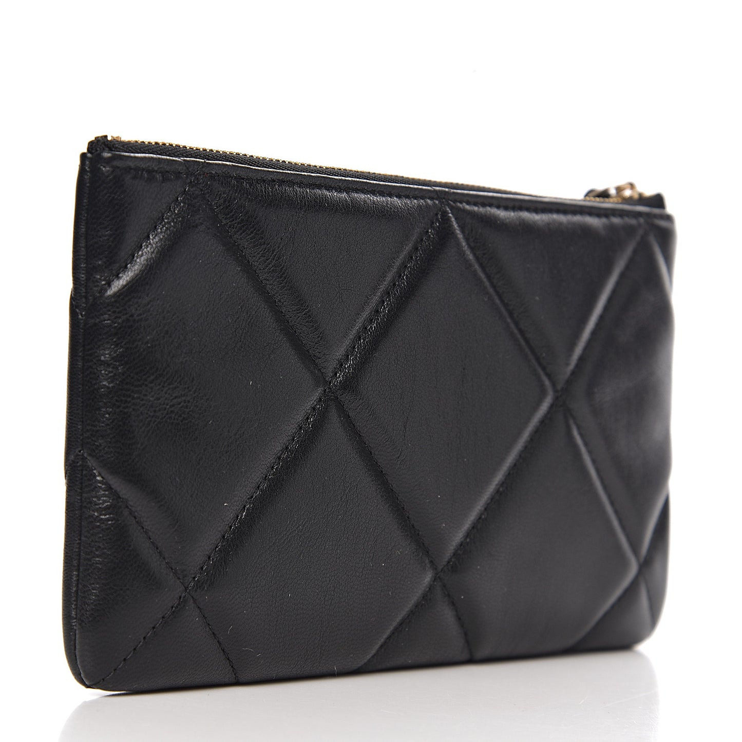 Goatskin Quilted 19 Cosmetic Case Black