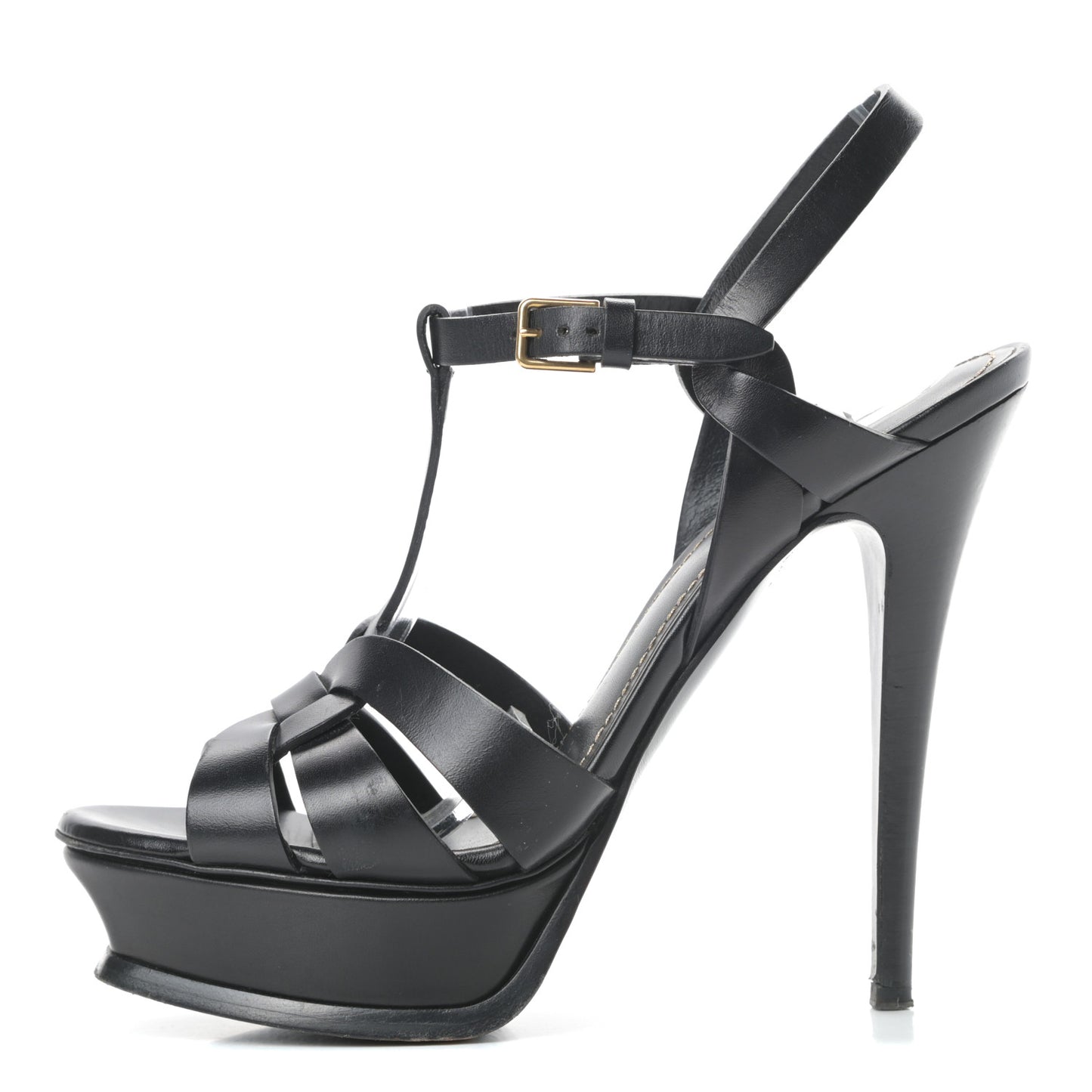 Calfskin Tribute 105 Platform Sandals 38.5 Black