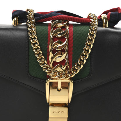 Gucci Calfskin Mini Sylvie Chain Shoulder Bag Black 7 of 9