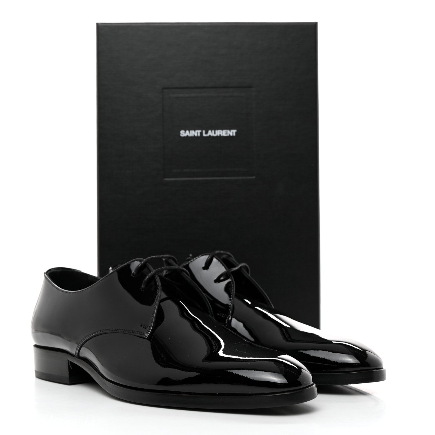 Saint Laurent Patent Baltimora Lace Up Derby Shoes 38 Black 9 of 9