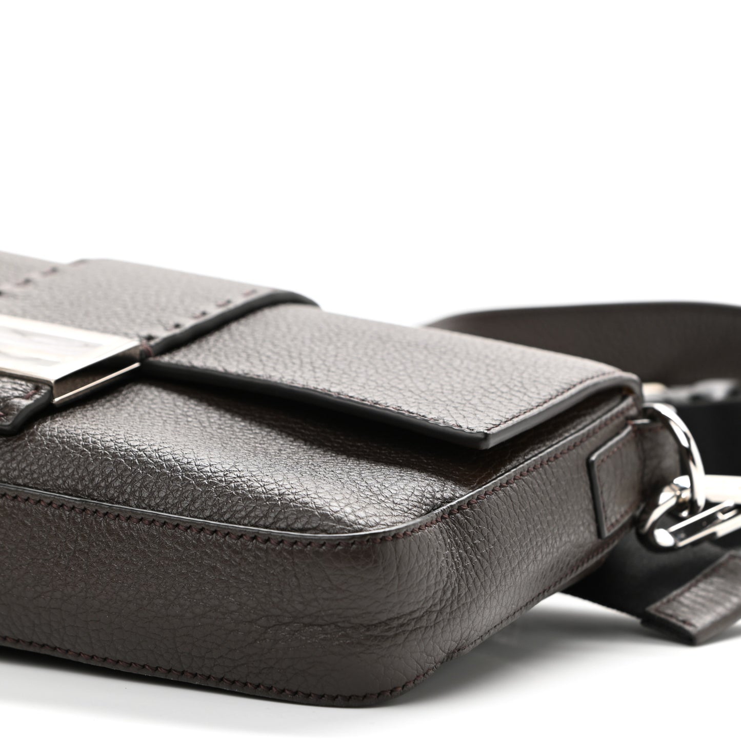 Calfskin Romano Selleria Belt Baguette Bag Ebano