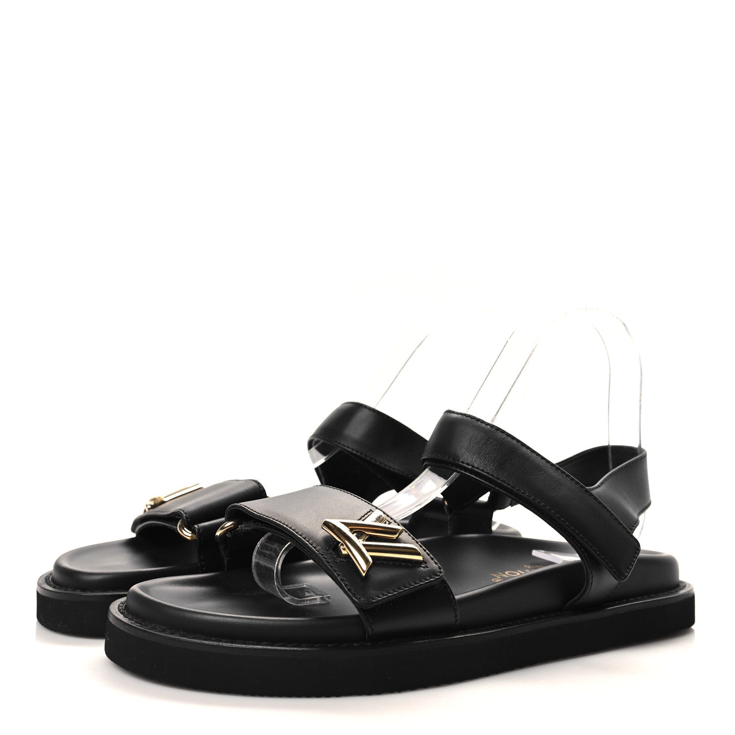 Louis Vuitton Lambskin Sunset Comfort Flat Sandals 38 Black 3 of 8