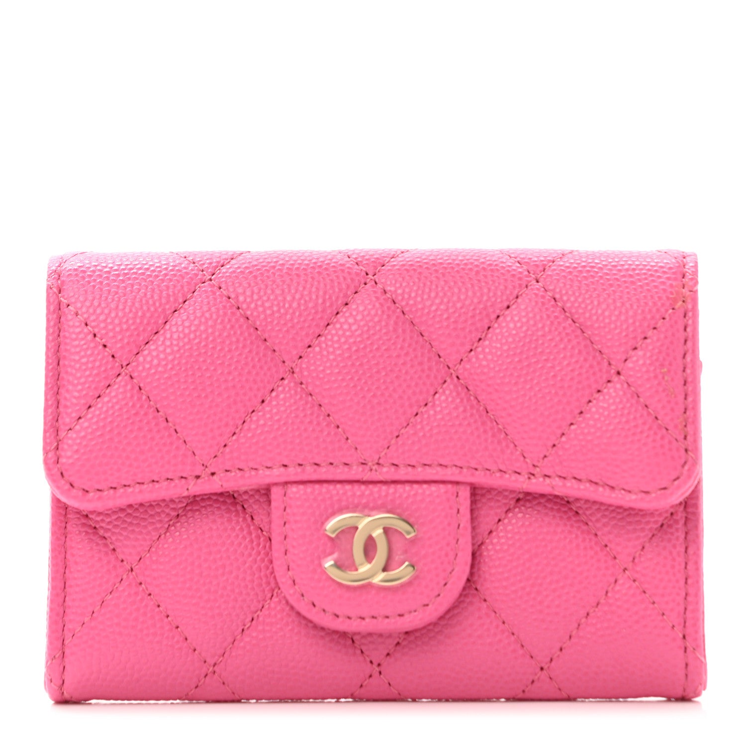Chanel Caviar Quilted Flap Card Holder Wallet Pink 1 of 8