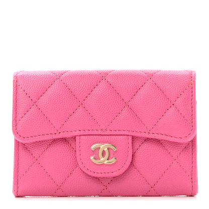 Chanel Caviar Quilted Flap Card Holder Wallet Pink 1 of 8