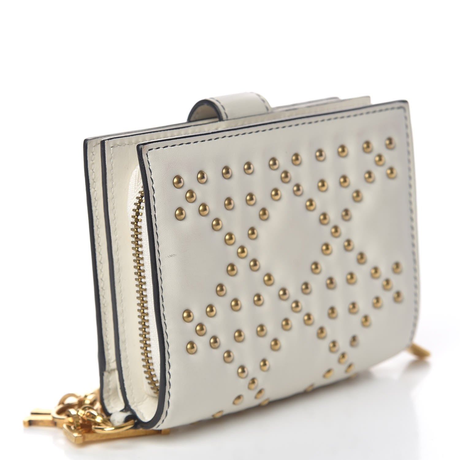 Christian Dior Lambskin Cannage Studded Lady Dior Eden Wallet White 3 of 11