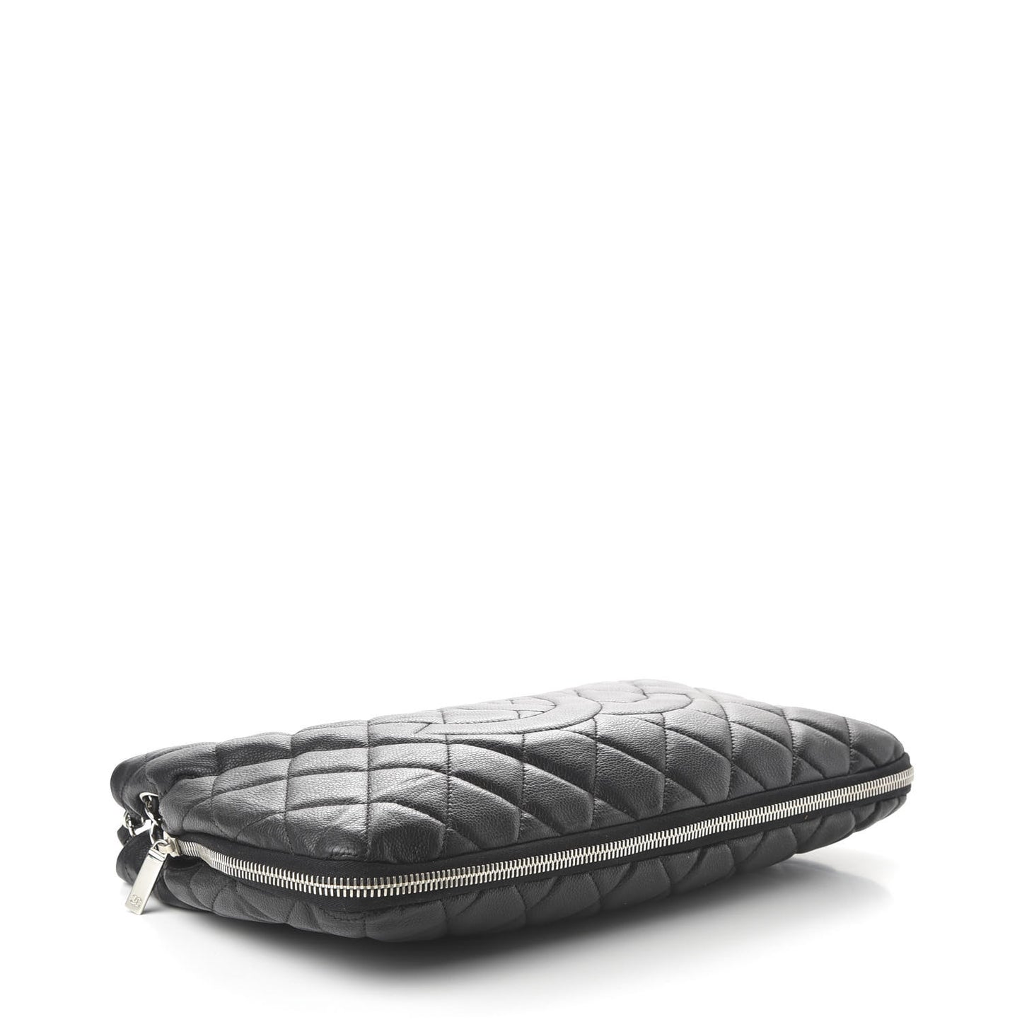 Caviar Quilted Expandable Zip Shoulder Bag Black