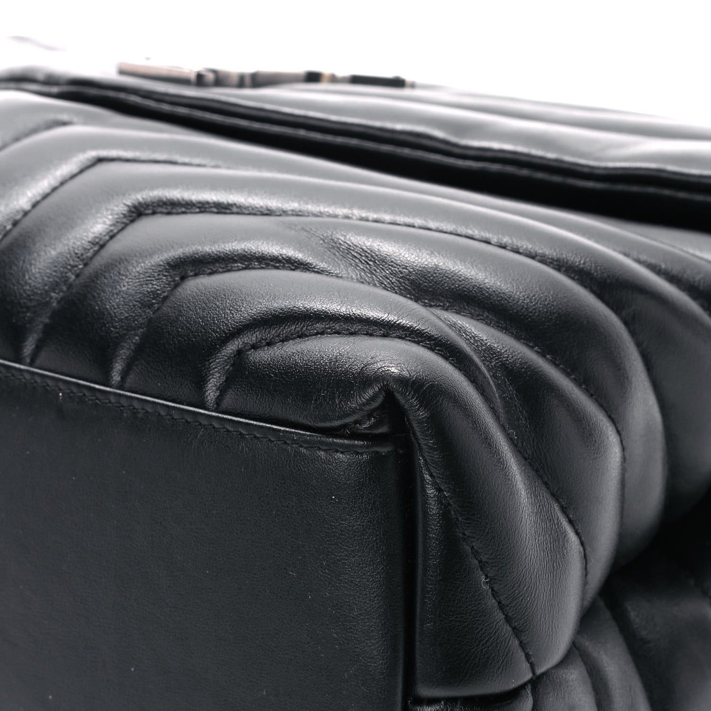 Calfskin Y Quilted Monogram Medium Loulou Chain Satchel Black