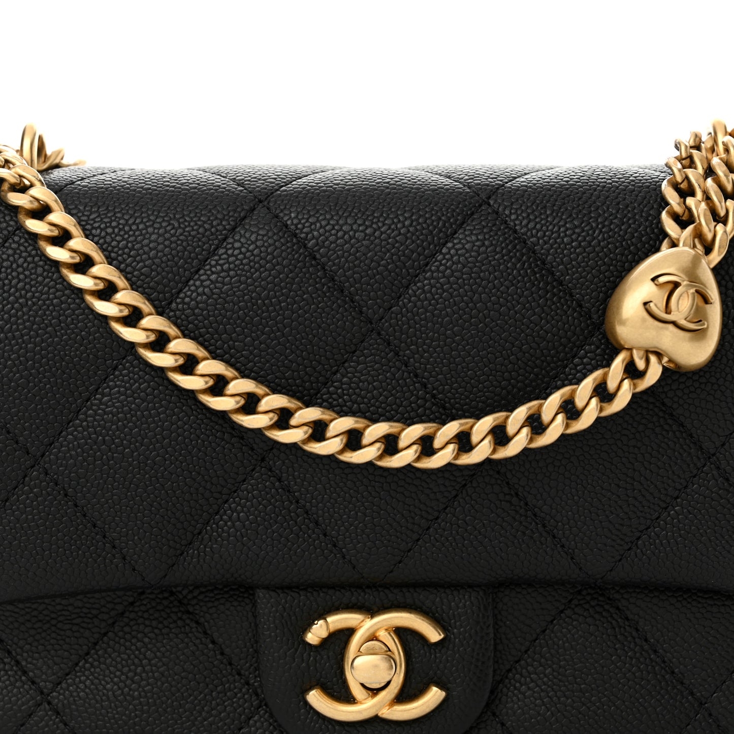 Caviar Quilted Mini Sweetheart Flap Black