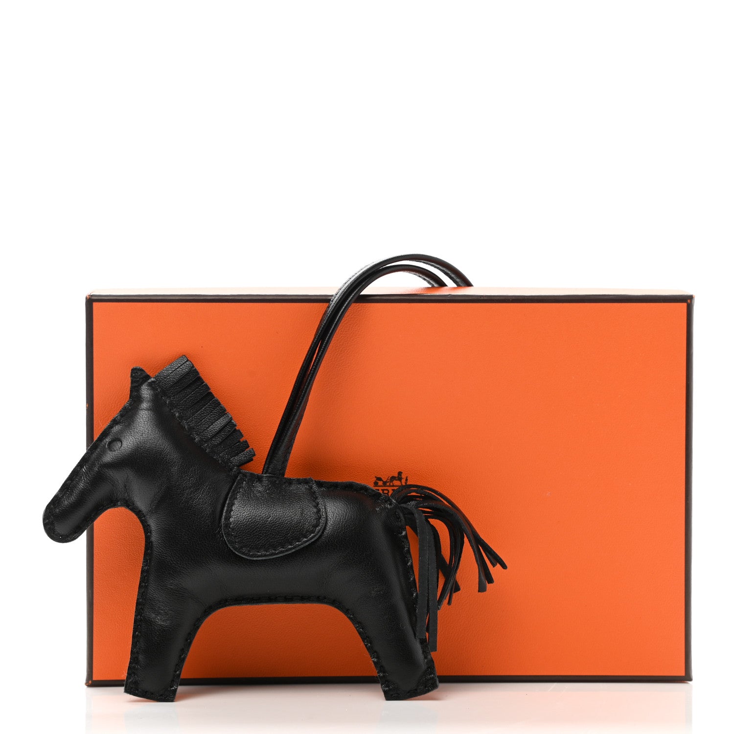 Hermes Milo Lambskin Grigri Rodeo Horse Bag Charm MM So Black 6 of 6