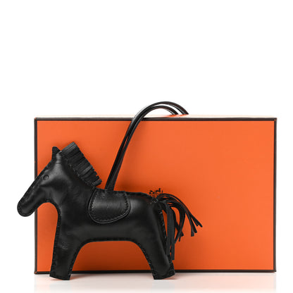 Hermes Milo Lambskin Grigri Rodeo Horse Bag Charm MM So Black 6 of 6