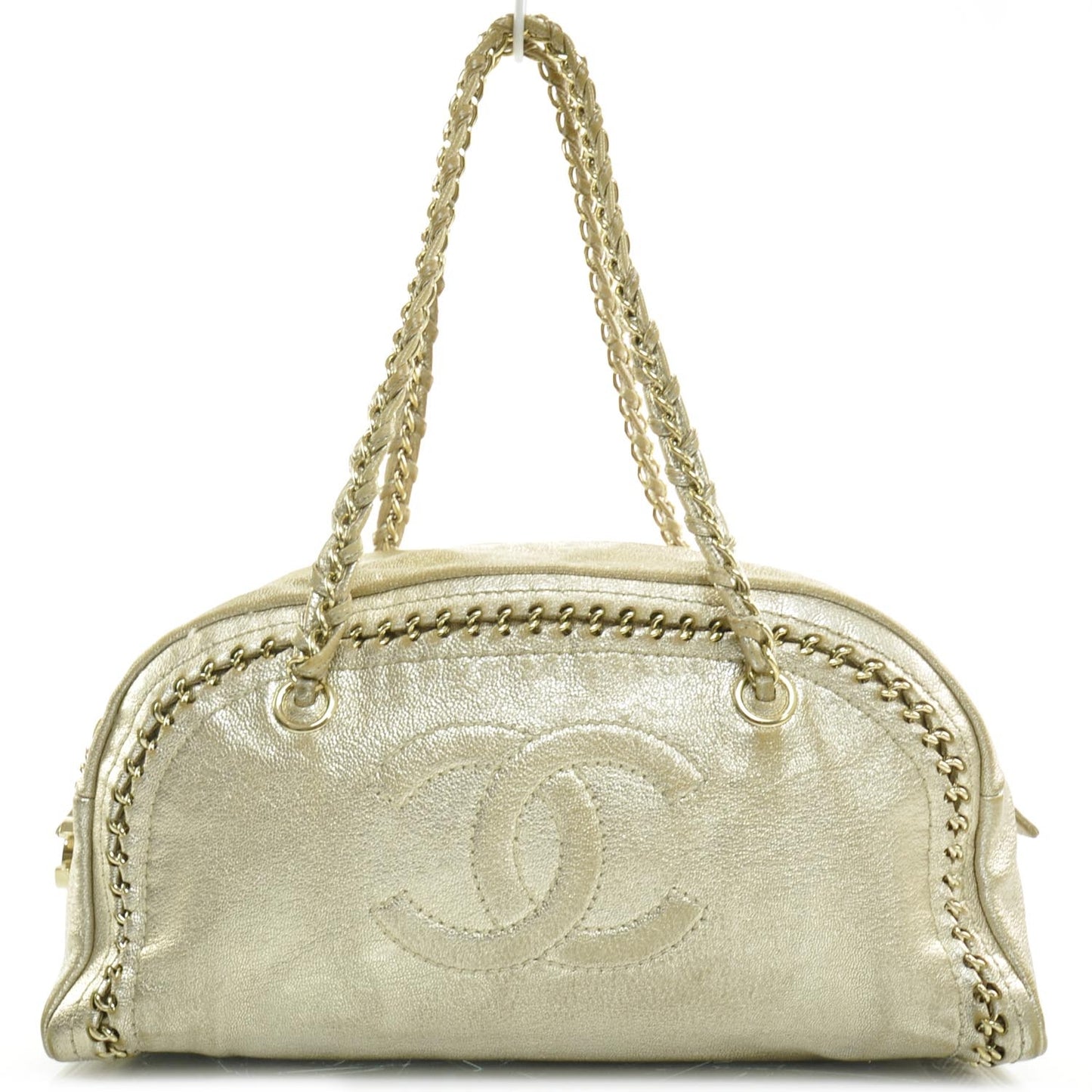 Luxe Ligne Medium Bowler Tote Metallic Gold