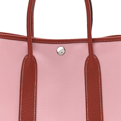 Hermes Toile Militaire Vache Country Garden Party Tote 30 Rose Sakura Rouge Duchesse 8 of 10