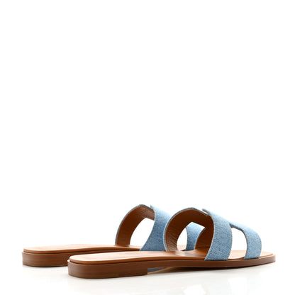 Hermes Denim Canvas Oran Sandals 36.5 Bleu Clair 4 of 9
