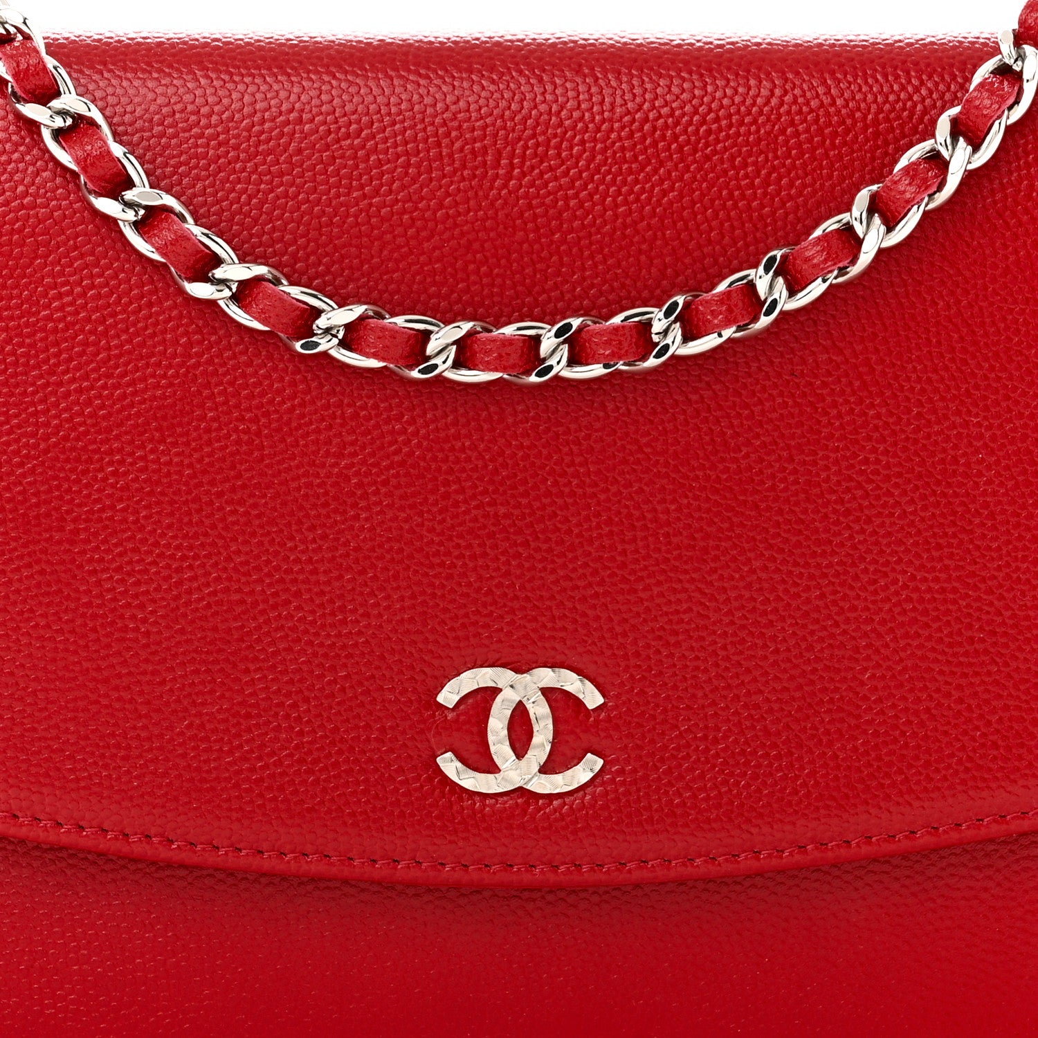 Chanel Caviar Sevruga Wallet on Chain WOC Red 9 of 12