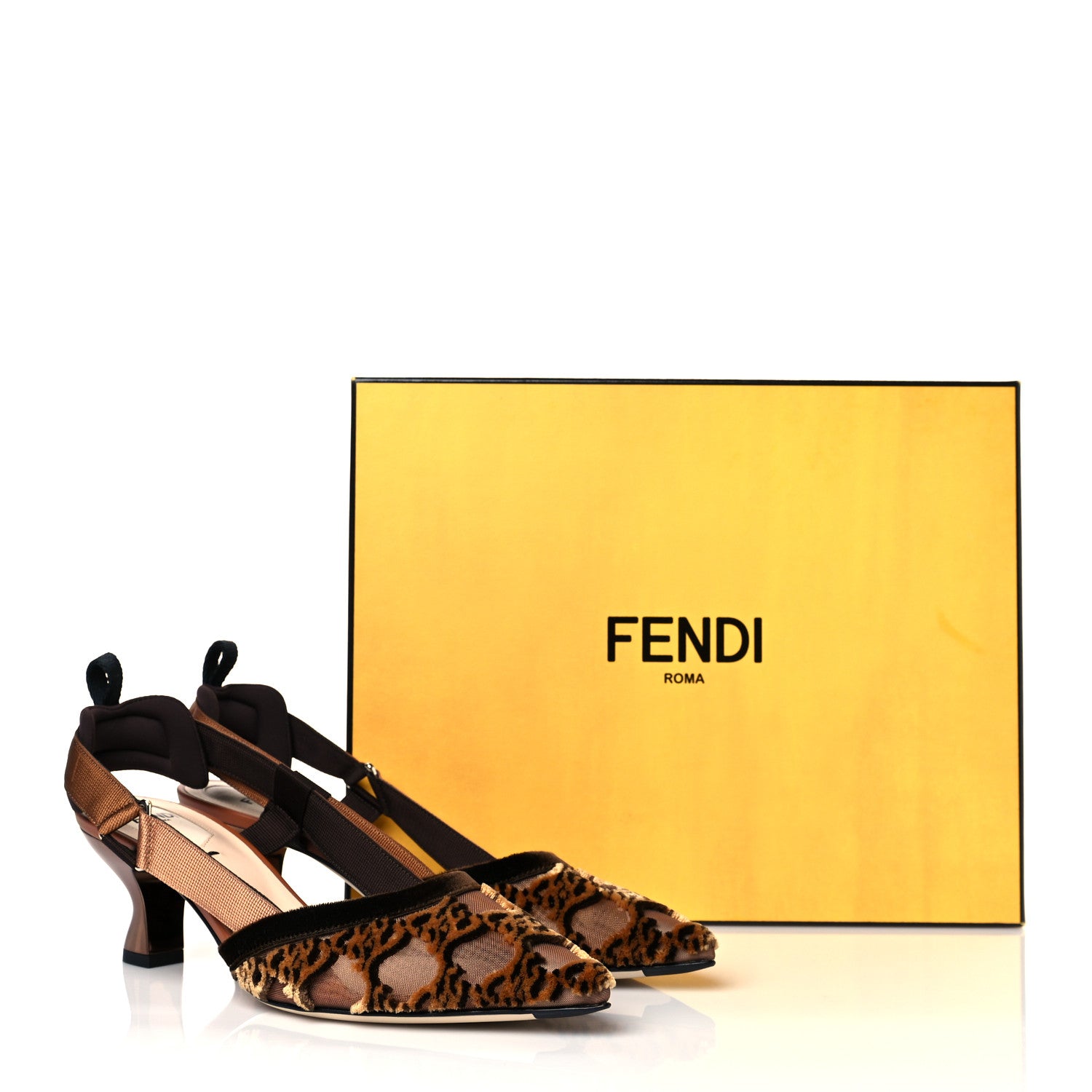Fendi Mesh Velvet Karligraphy Colibri 55mm Slingback Pumps 38 Nocciola 9 of 9