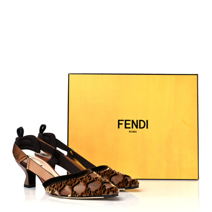 Fendi Mesh Velvet Karligraphy Colibri 55mm Slingback Pumps 38 Nocciola 9 of 9