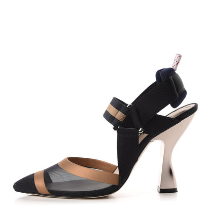 Fendi Technical Mesh FF Colibri Slingback Pumps 35.5 1 of 11