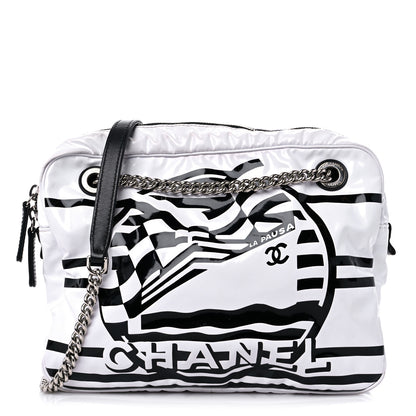 Chanel Vinyl Small La Pausa Camera Case White Black 1 of 8