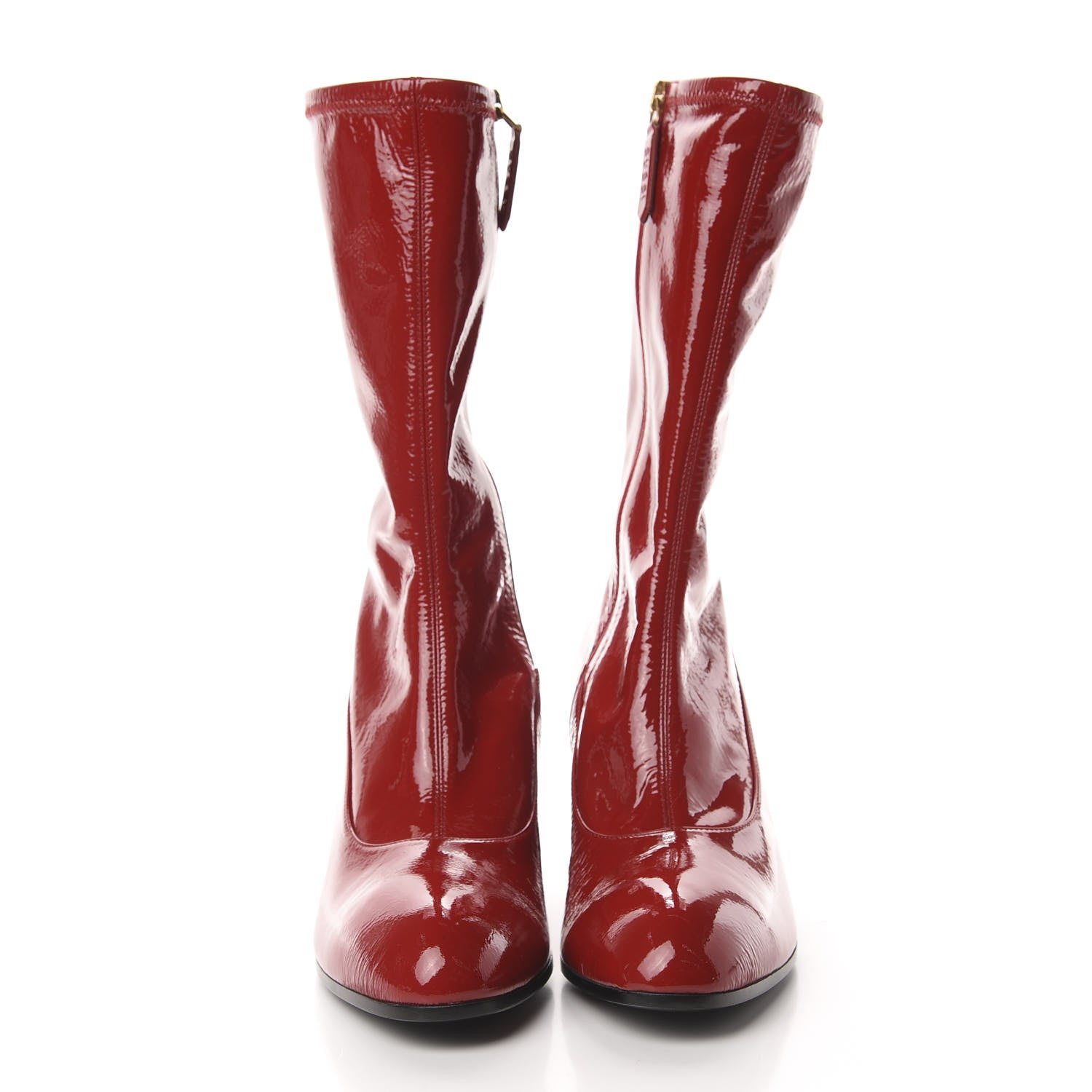 Gucci Naplack Patent Printyl Zip Boots 39.5 Hibiscus Red 2 of 9