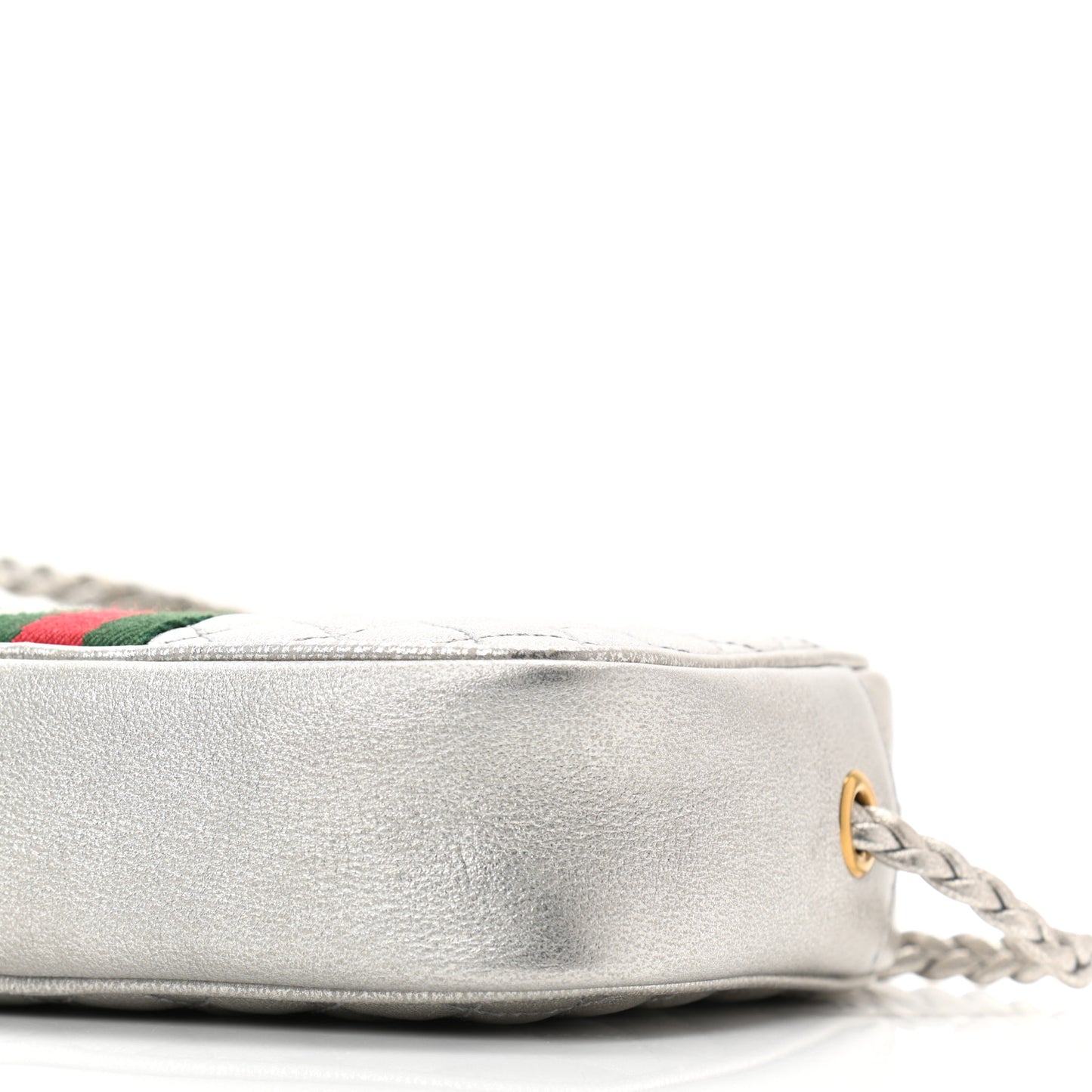 Laminated Nappa Web Trapuntata Mini GG Shoulder Bag Argento