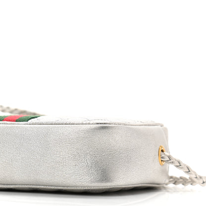 Gucci Laminated Nappa Web Trapuntata Mini GG Shoulder Bag Argento 9 of 9