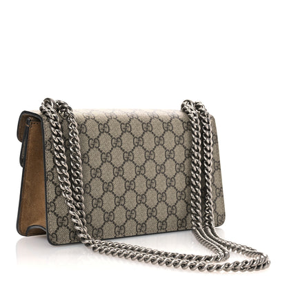 Gucci GG Supreme Monogram Suede Crystal Small Dionysus Shoulder Bag Beige Ebony Taupe 3 of 10