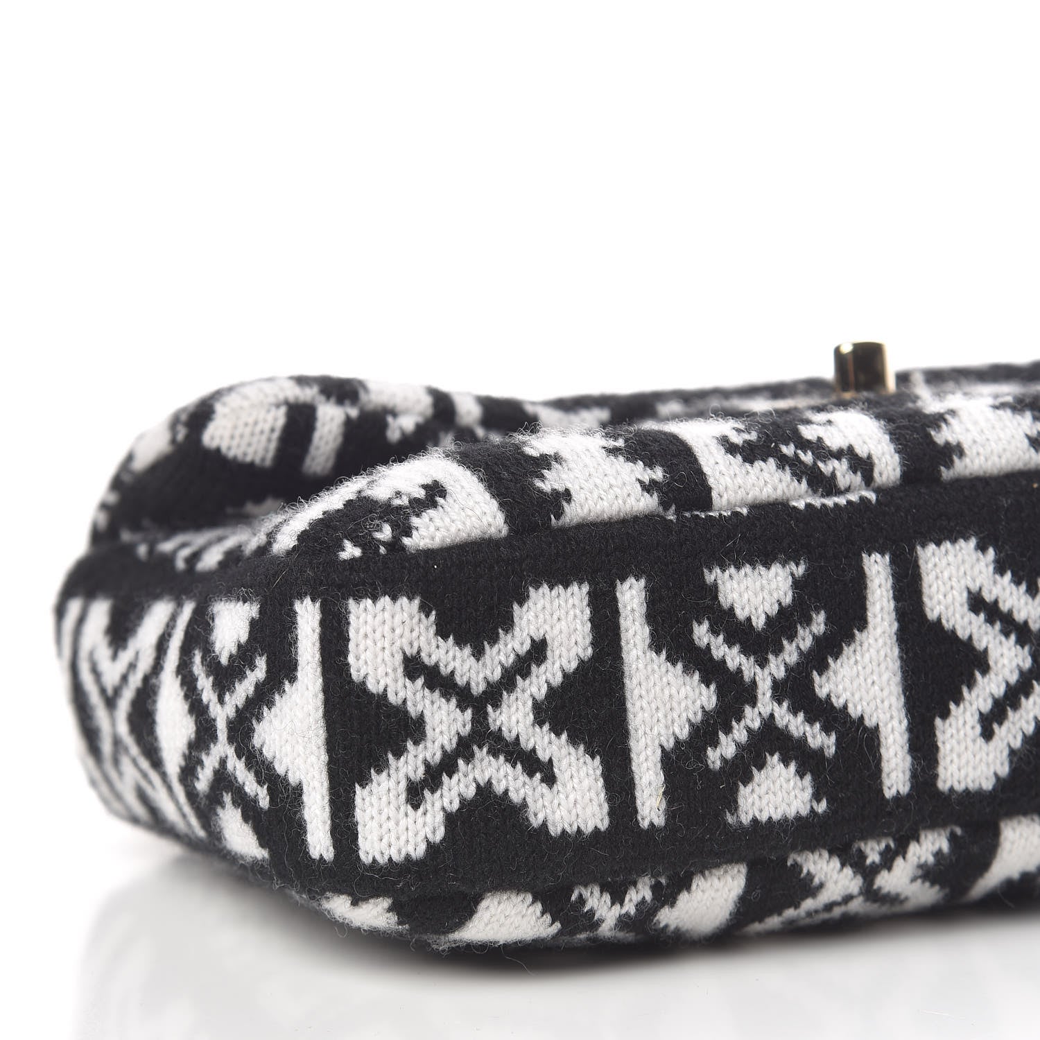 Chanel Cashmere Knit Coco Neige Flap Black White 8 of 10