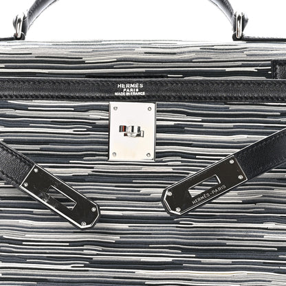 Hermes Box Toile Vibrato Kelly Sellier 28 Black Gris 7 of 10