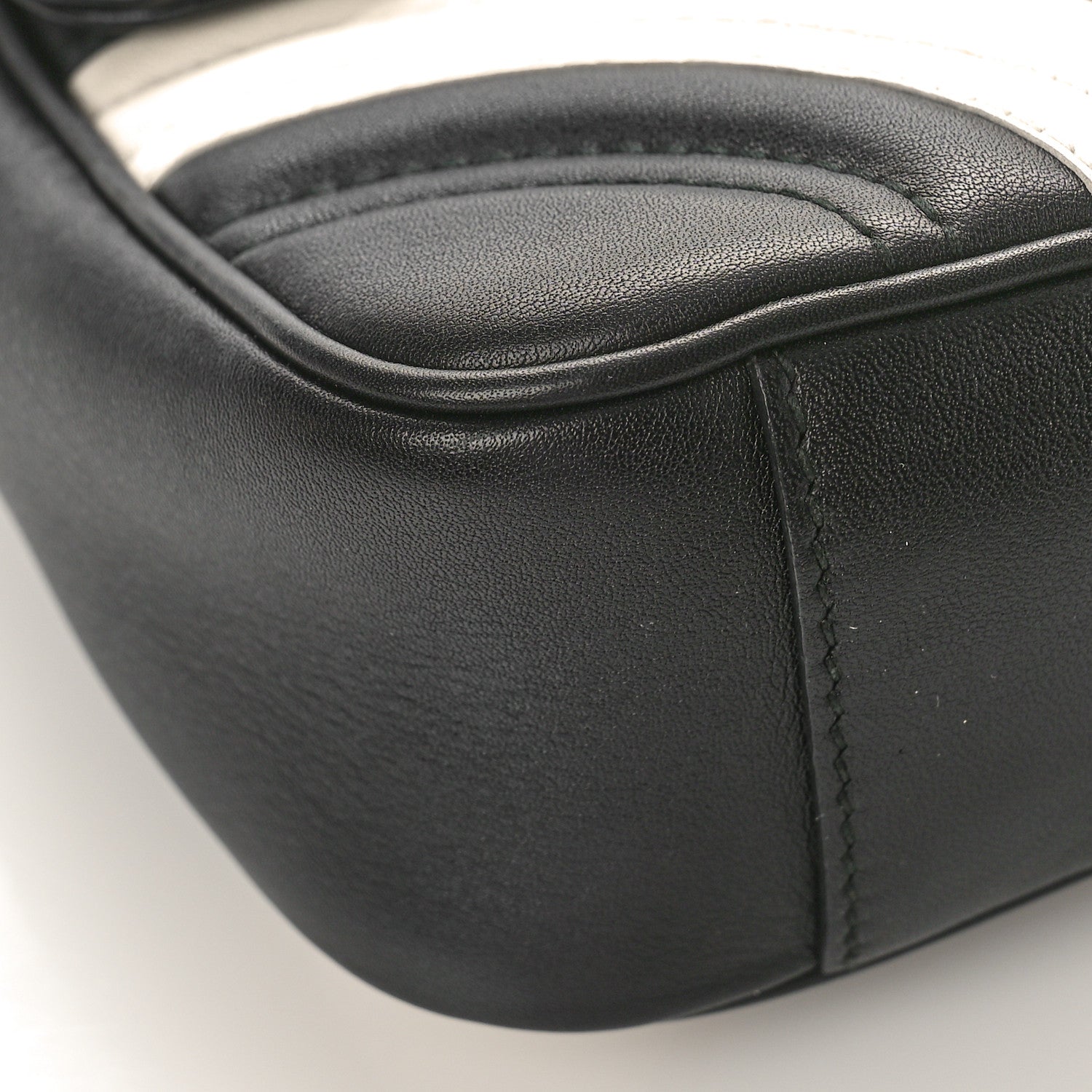 Gucci Calfskin Matelasse Mini GG Marmont Shoulder Bag Black White 8 of 9