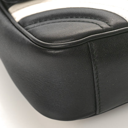 Gucci Calfskin Matelasse Mini GG Marmont Shoulder Bag Black White 8 of 9