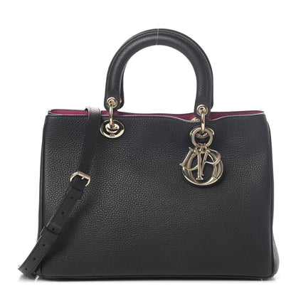 Christian Dior Bullcalf Medium Diorissimo Tote Black Rose Indien 2 of 5