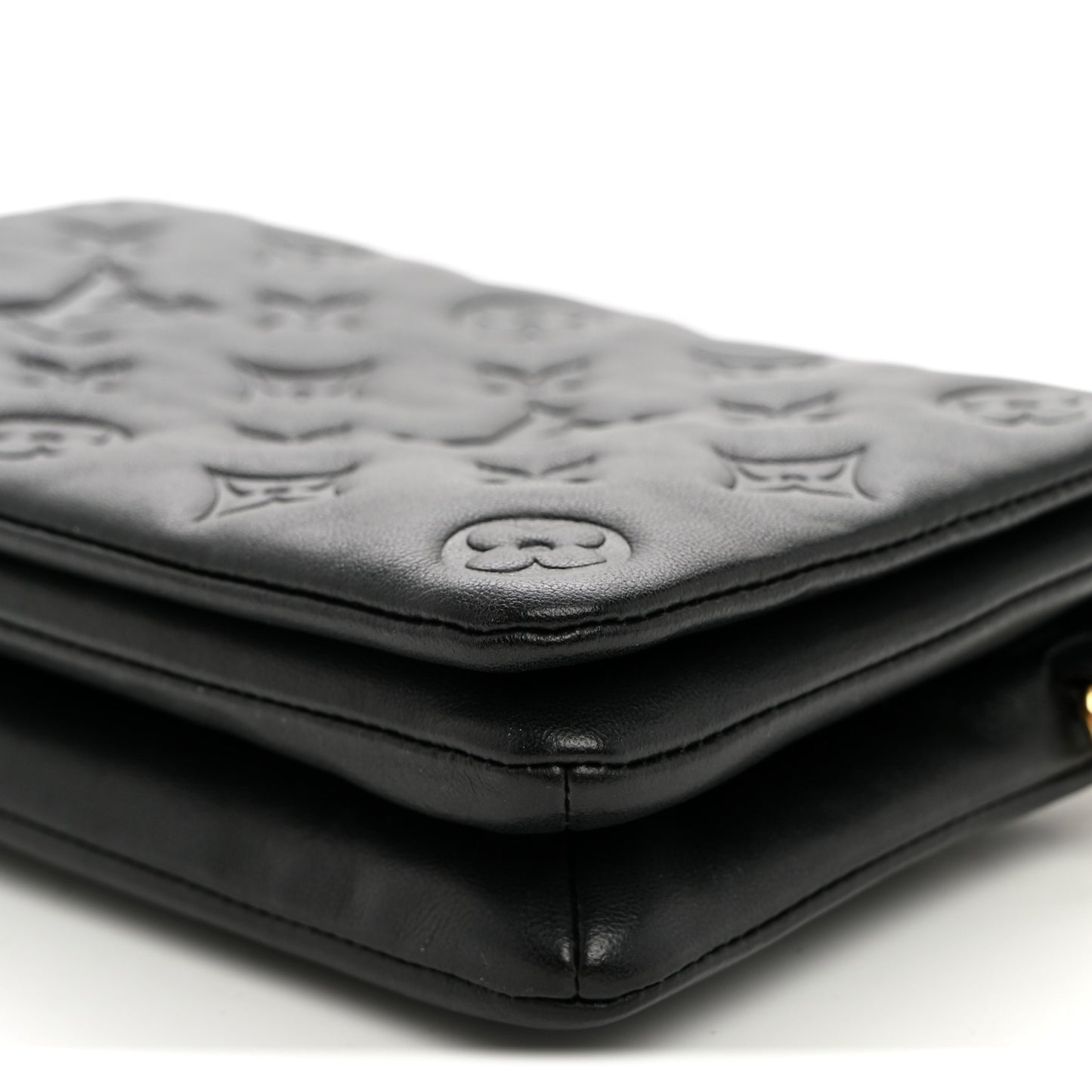 Lambskin Embossed Monogram Pochette Coussin Black