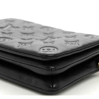 Louis Vuitton Lambskin Embossed Monogram Pochette Coussin Black 9 of 9