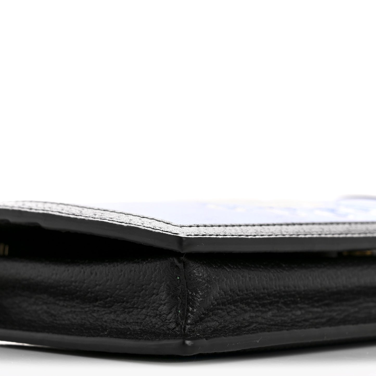 X ADIDAS Monogram Textured Dollar Calfskin Trefoil Embossed Wallet On Chain Blue