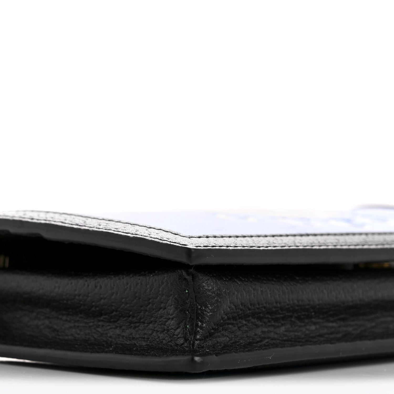 Gucci X ADIDAS Monogram Textured Dollar Calfskin Trefoil Embossed Wallet On Chain Blue 9 of 11