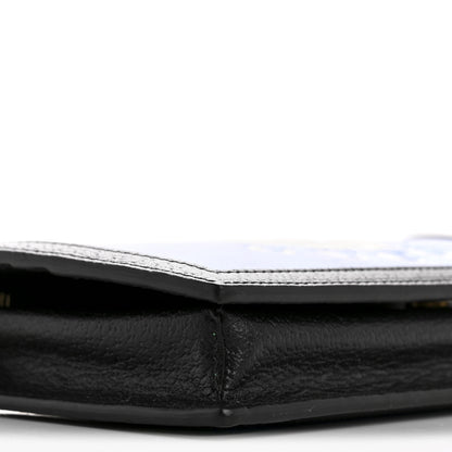 Gucci X ADIDAS Monogram Textured Dollar Calfskin Trefoil Embossed Wallet On Chain Blue 9 of 11