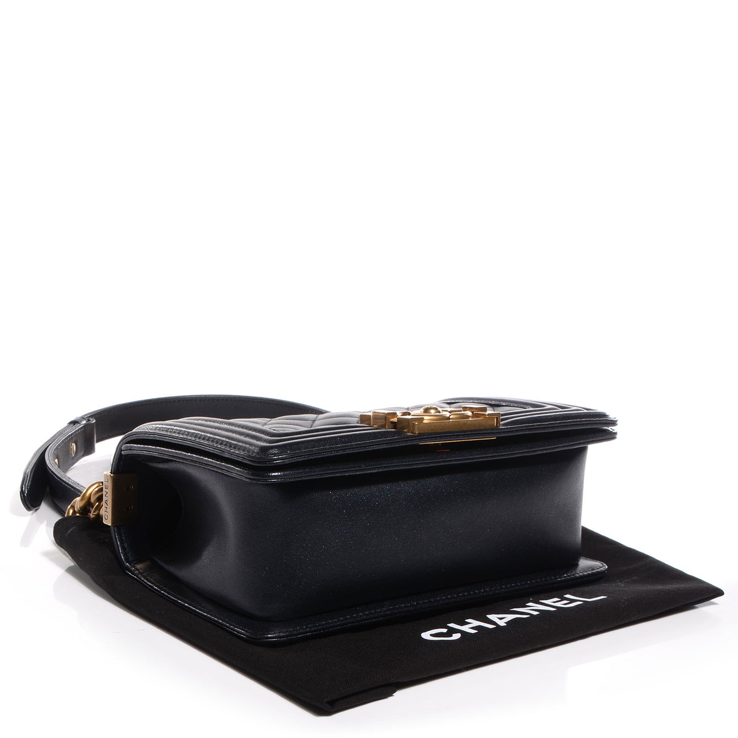 Lambskin Quilted Small Boy Flap Black