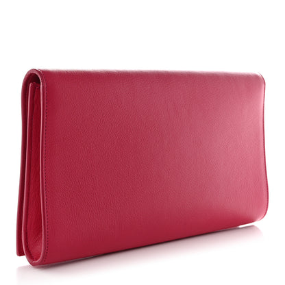 Saint Laurent Calfskin Monogram Large Belle De Jour Clutch Lipstick Fuchsia 3 of 9
