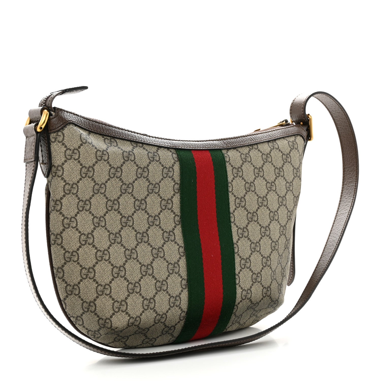 Gucci GG Supreme Monogram Web Small Ophidia Half Moon Hobo Brown 3 of 10