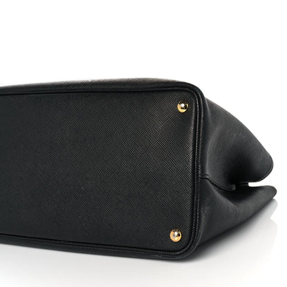 Prada Saffiano Cuir Medium Double Bag Black Fuoco 8 of 9