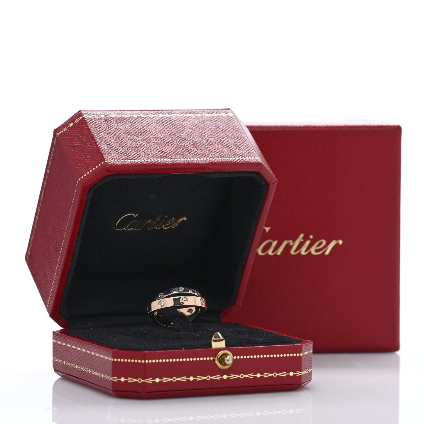 18K Pink White Gold 6 Diamond LOVE Ring 51 5.75