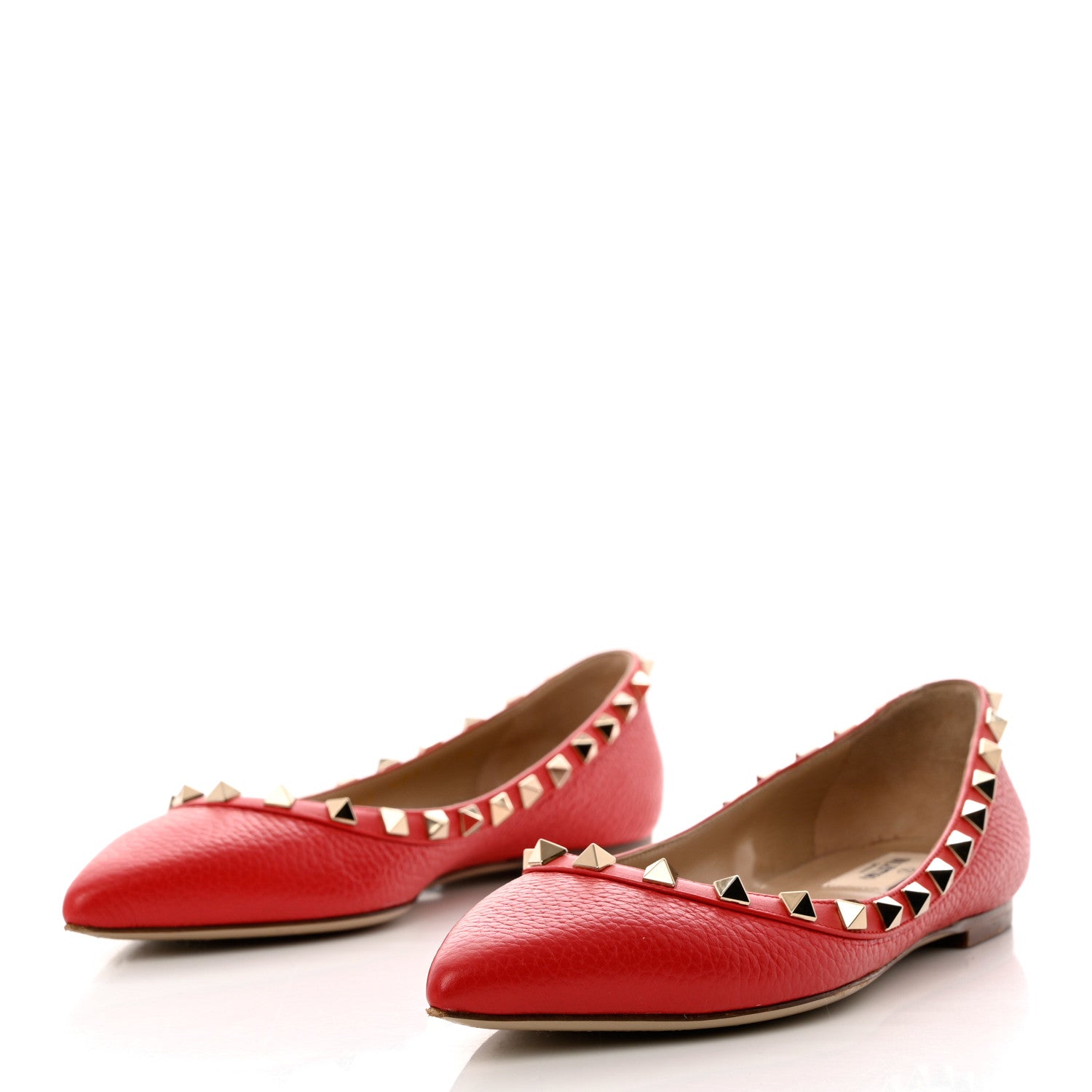 Valentino Garavani Pebbled Calfskin Rockstud Ballerina Flats 36 Rock Pink 3 of 11